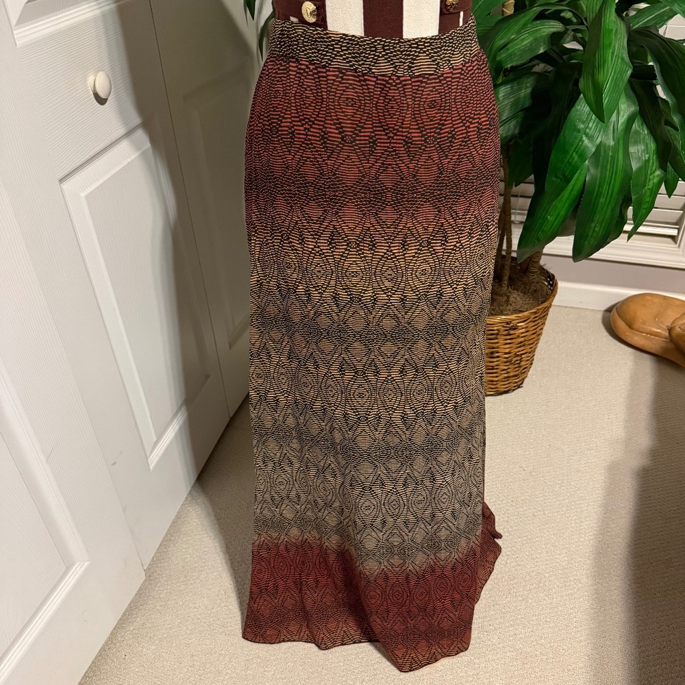 Diane von Furstenberg Cody Crinkle Cotton/Silk Maxi Skirt Ombre Geo Print 8